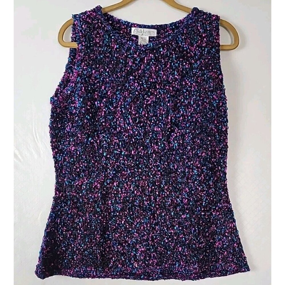 Diane Von Furstenberg Silk Assets Top L Multicolor Retro Confetti Sleveless